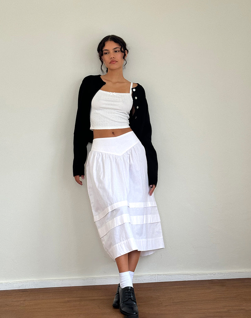 Image of Sarayu Midi Skirt in Poplin White