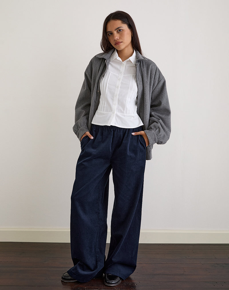 Navy Cord Waistband Trouser | Sasiya – motelrocks.com