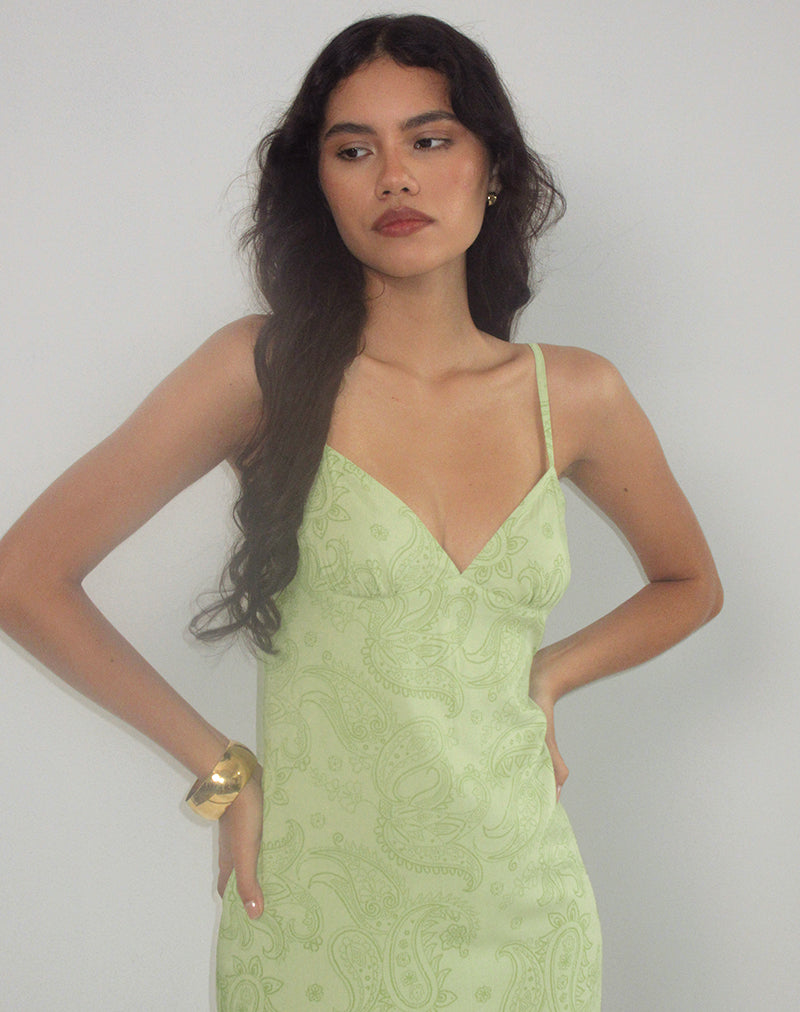 green emerald velvet dress Green Satin Mini Slip Dress main image 1