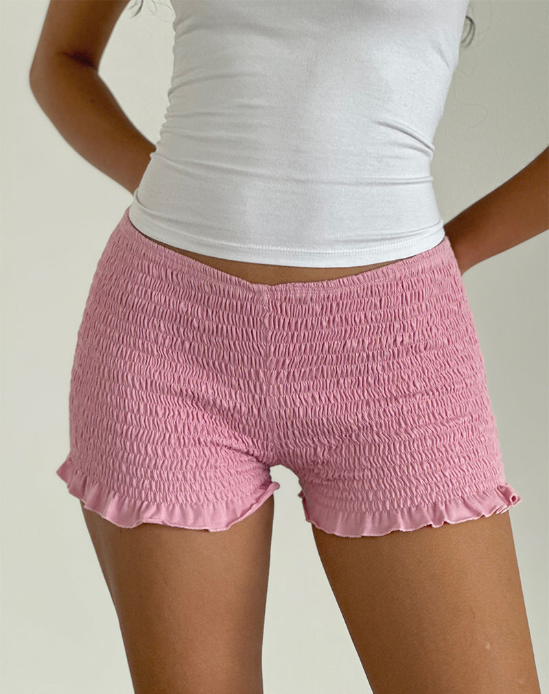 Ritala Shirred Shorts in Flamingo Pink