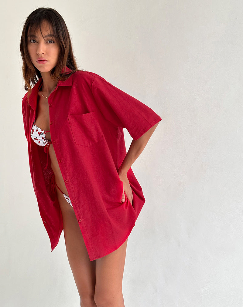 Smith Oversized Shirt in Adrenaline Red