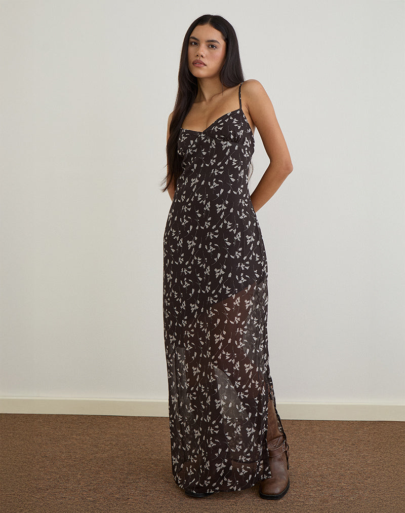 motel rocks brown floral dress Chiffon Print Strappy Maxi Girls Berry First Birthday occ:Casual COLOR:BLUE Aysun Midi Dress in