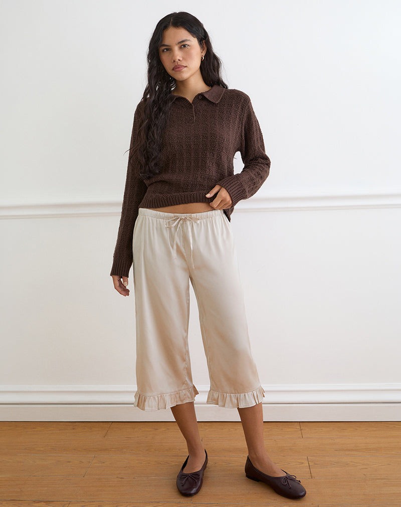 Champagne Satin Capri Trouser | Tunelia – motelrocks.com