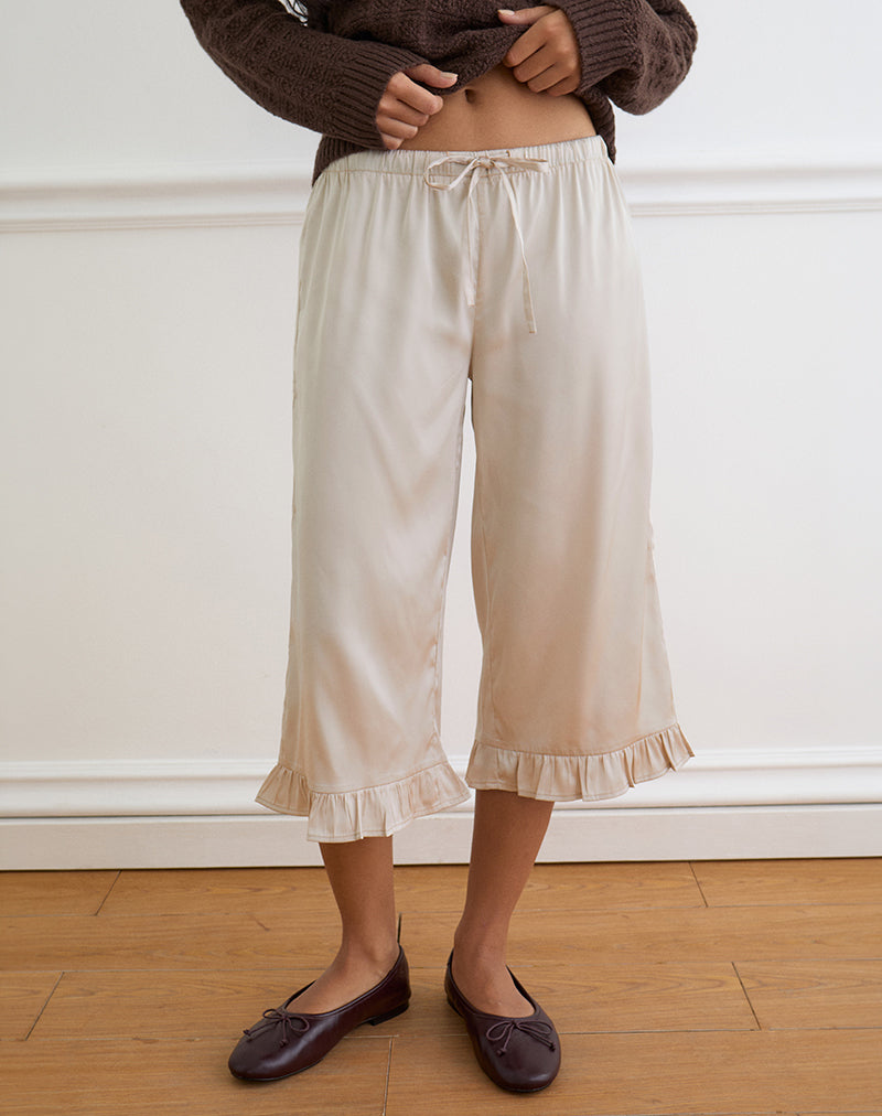 Champagne Satin Capri Trouser | Tunelia – motelrocks.com