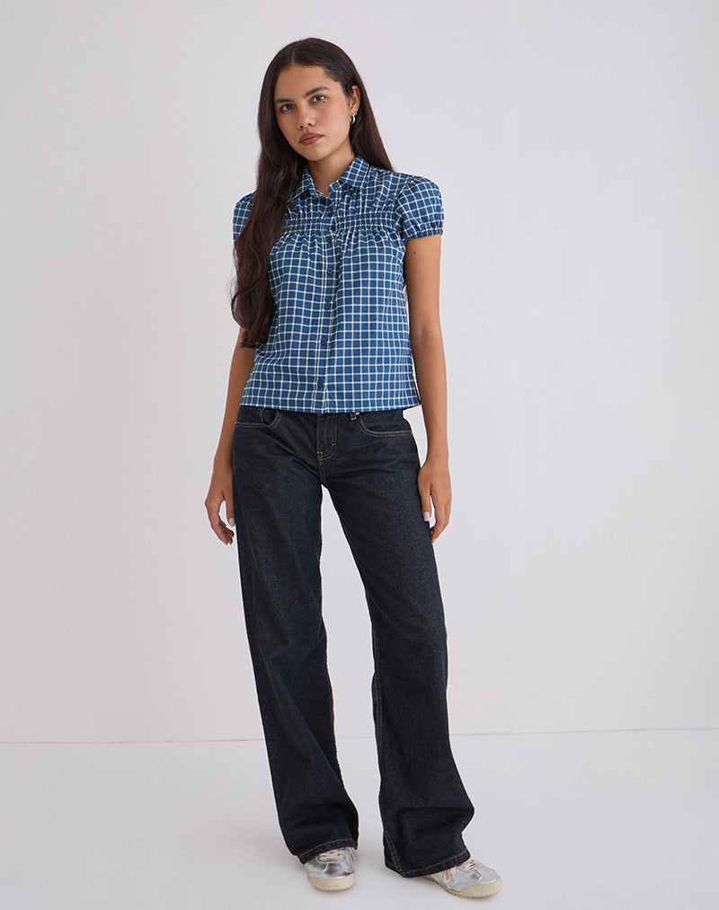 Navy Tartan Poplin Fitted Shirt | Ulsan – motelrocks.com
