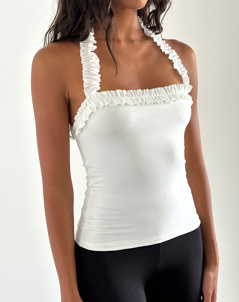 Slinky White Ruched Halterneck Top | Veda – motelrocks.com