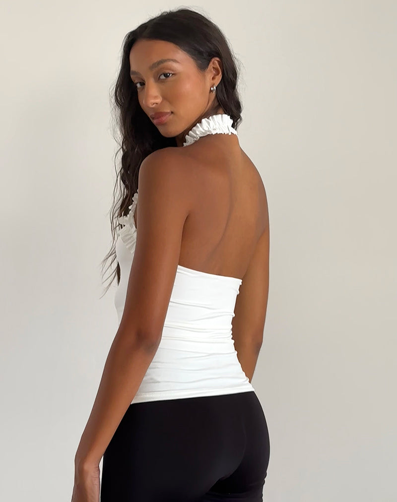 Slinky White Ruched Halterneck Top | Veda – motelrocks.com