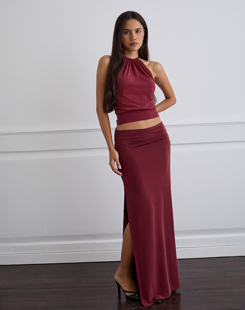 Cream Maxi skirt in cupro blend main image 1