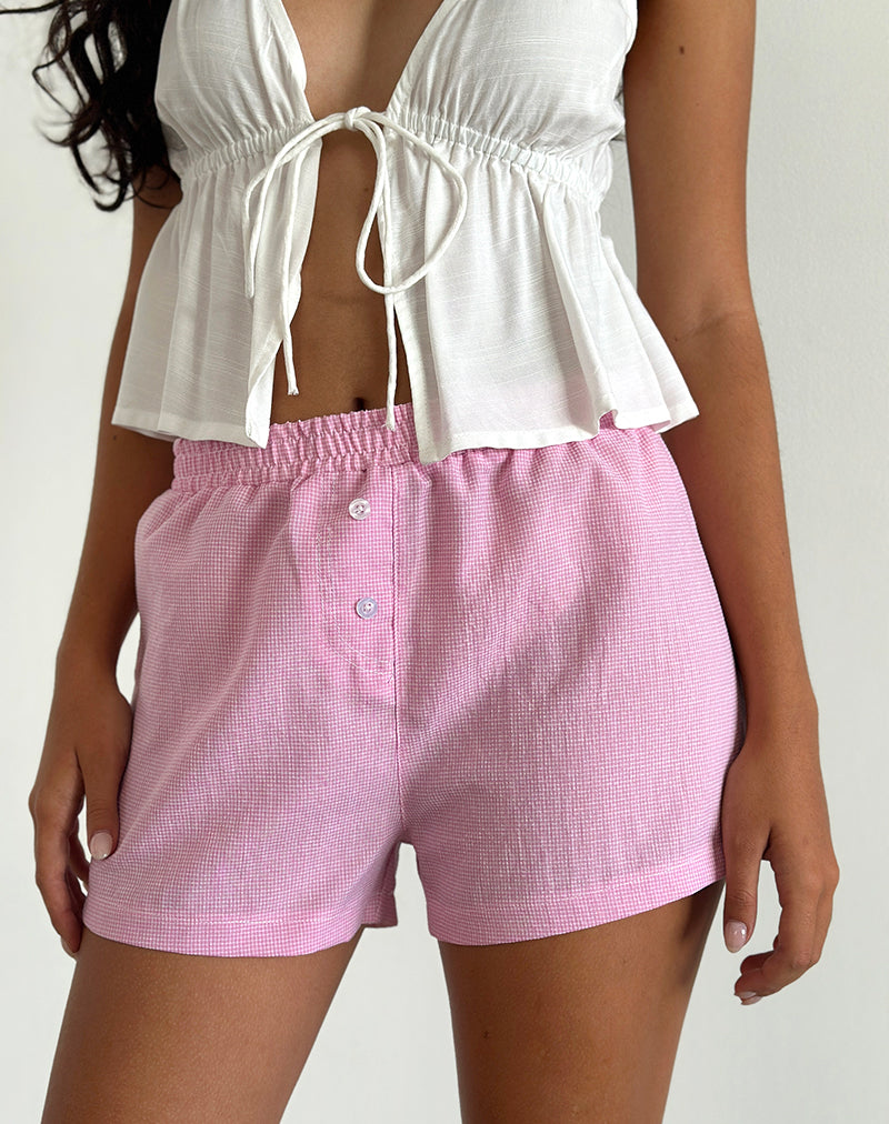 Pink Gingham Poplin Shorts | Voir – motelrocks.com