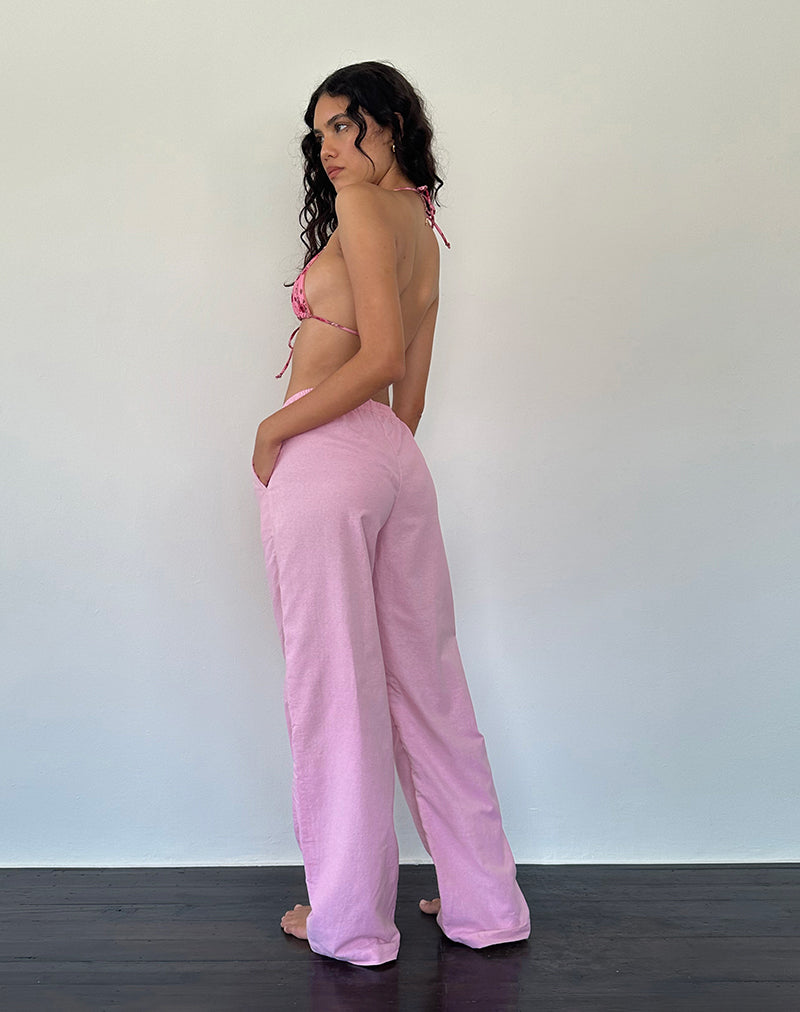 Image of Wasic Wide Leg Linen Trouser in Flamingo Pink