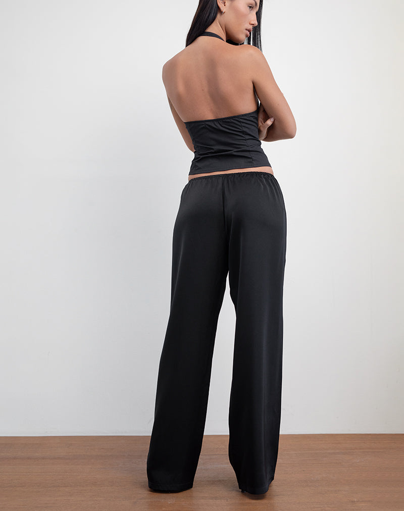 Black Satin Low Rise Wide Leg Trouser | Waski – motelrocks.com Black Satin Low Rise Wide Leg Trouser | Waski – motelrocks.com