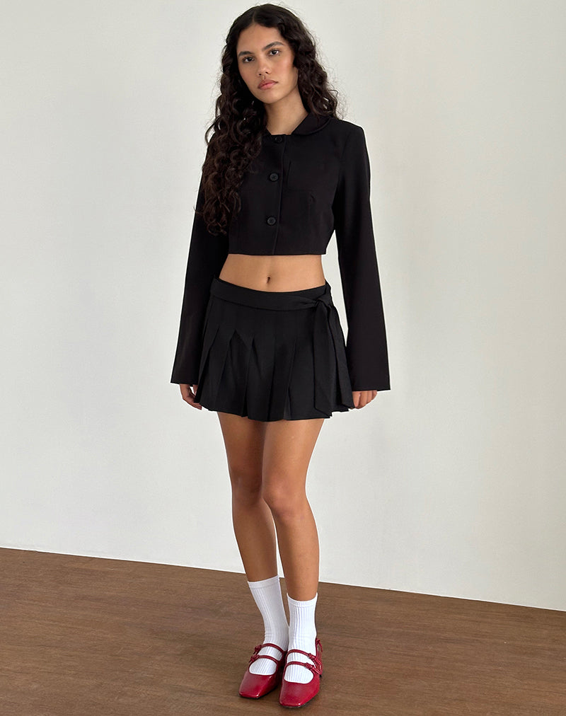 Black Cropped Jacket | Zaviya – motelrocks.com