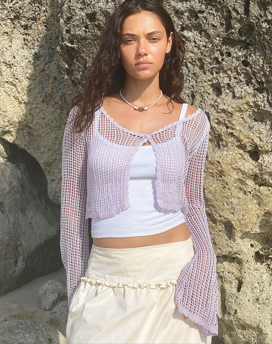 Lilac Cropped Cardigan | Septa – motelrocks.com
