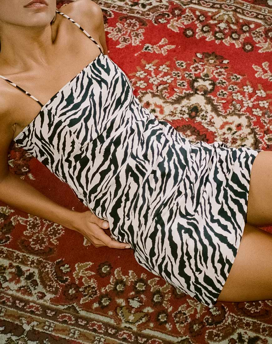 Yashey Slip Dress in 90's Zebra – motelrocks.com