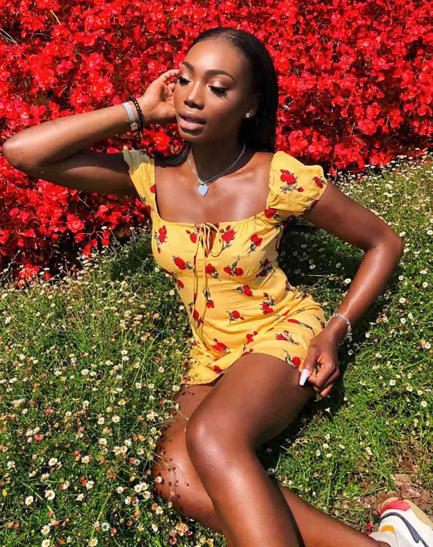 Yellow and Red Rose A-line Mini Dress | Motel motelrocks.com Yellow and Red Rose A-line Mini Dress | Motel motelrocks.com