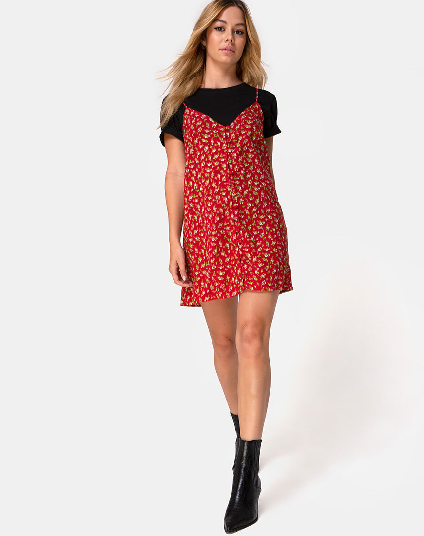 Slip Day Dress Floral Red