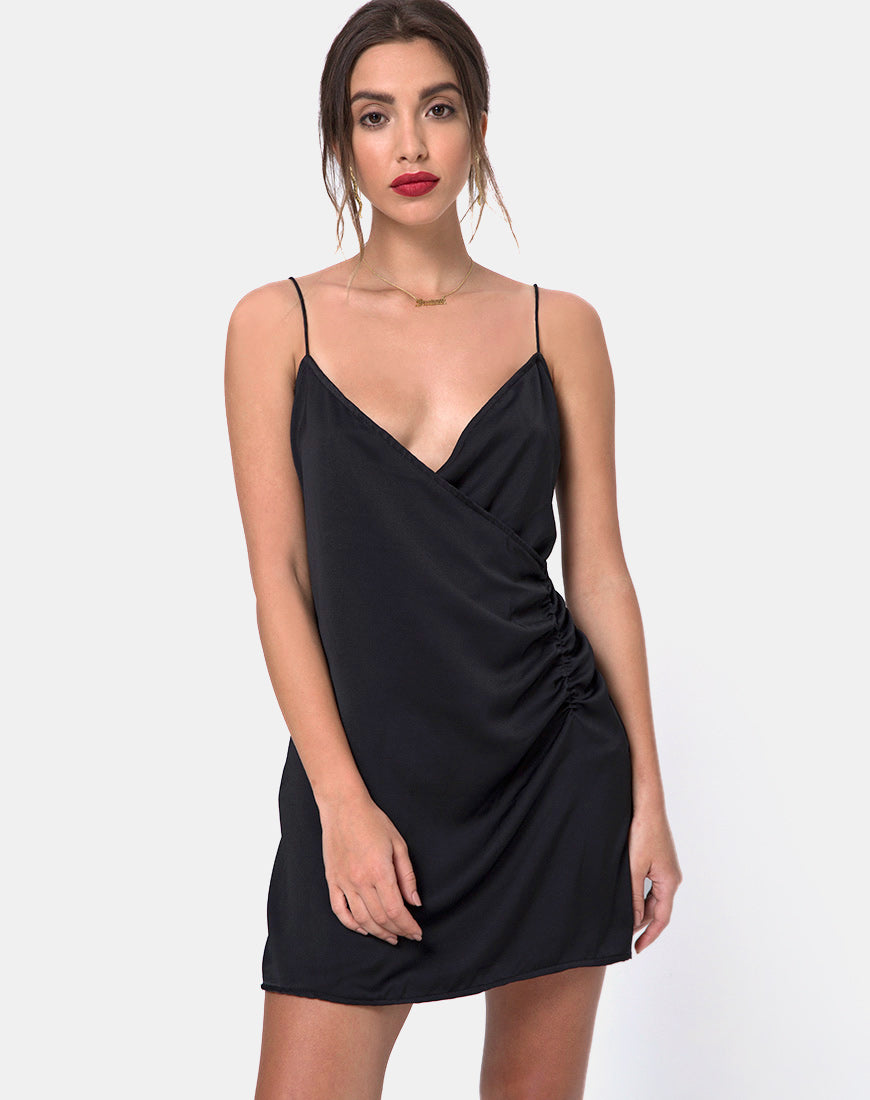 Bartier Mini Dress in Satin Max Zara Black - Main Image