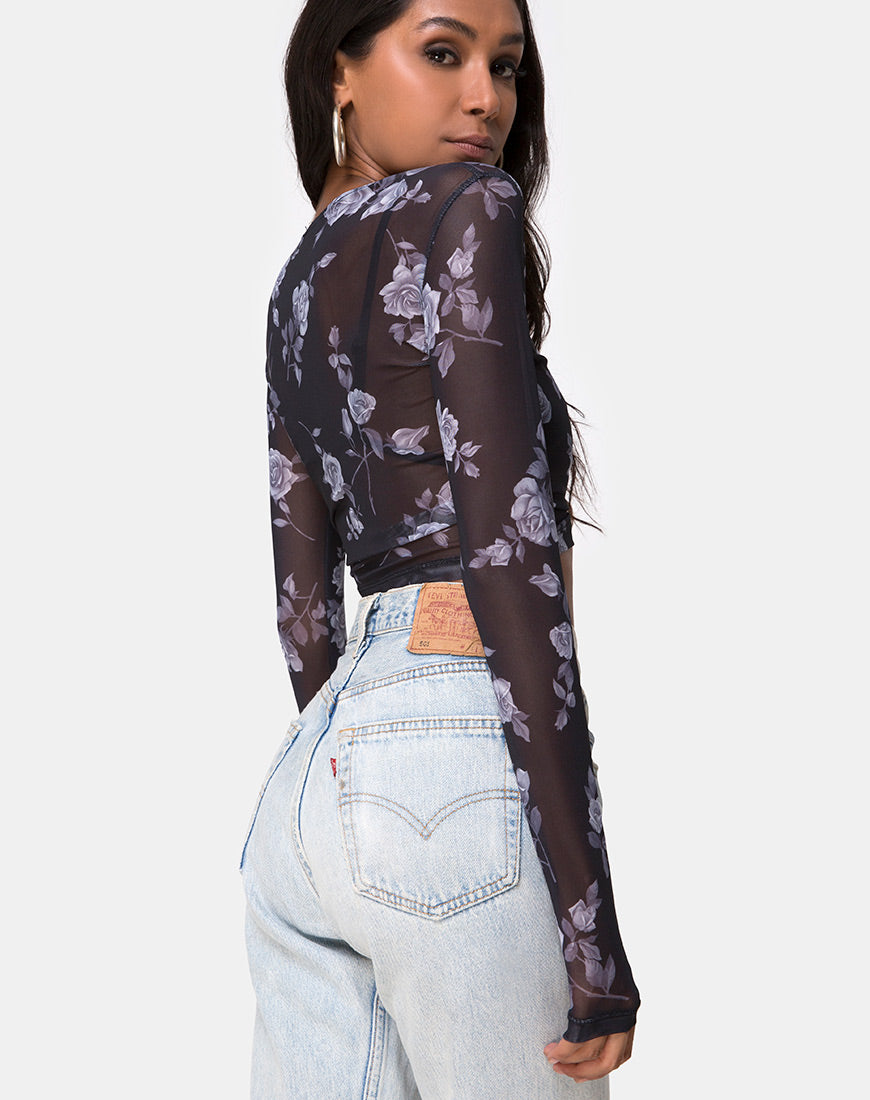 Floral Mesh Crop Top Bonnie – - Main Image