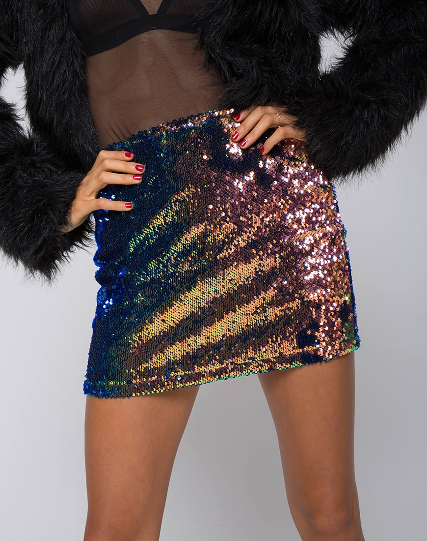 Image of Cherry Tube Skirt in Fishcale Sequin Pink Oil