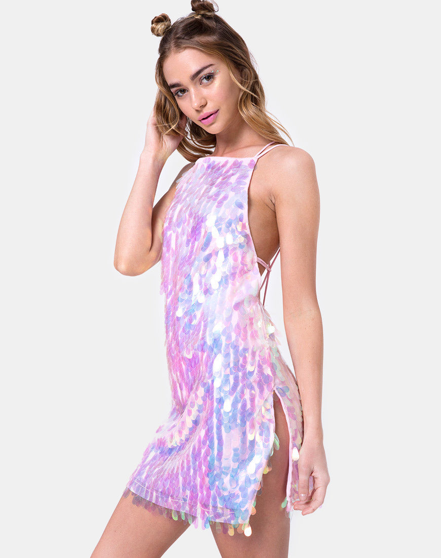 Multi Strap Pink Unicorn Sequin Slip Dress | Colete Multi Strap Pink Unicorn Sequin Slip Dress | Colete