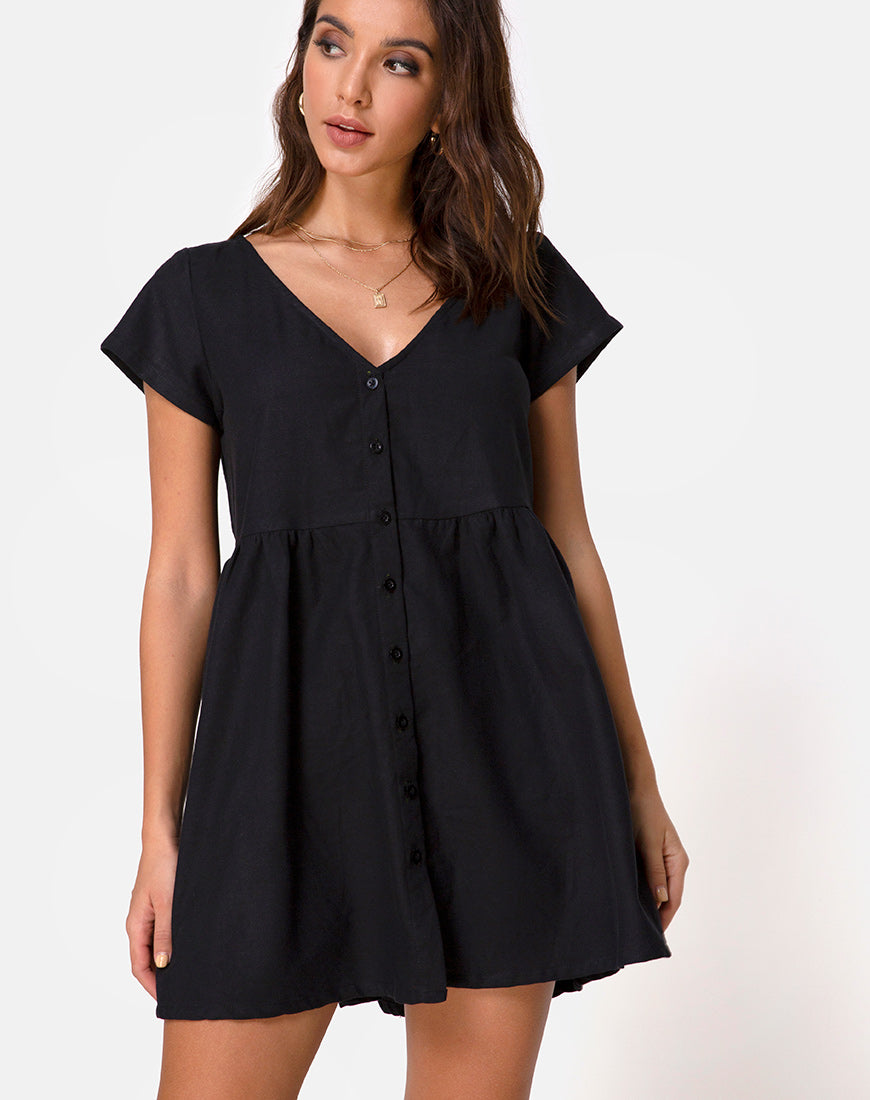 Deira Babydoll Dress in Black motelrocks.com Deira Babydoll Dress in Black motelrocks.com