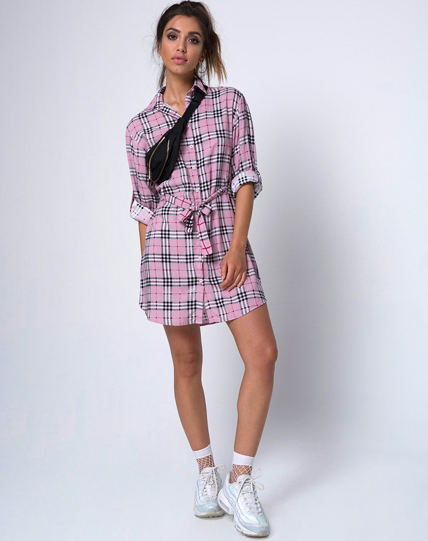 Image of Dise Shirt Dress in Pink Check