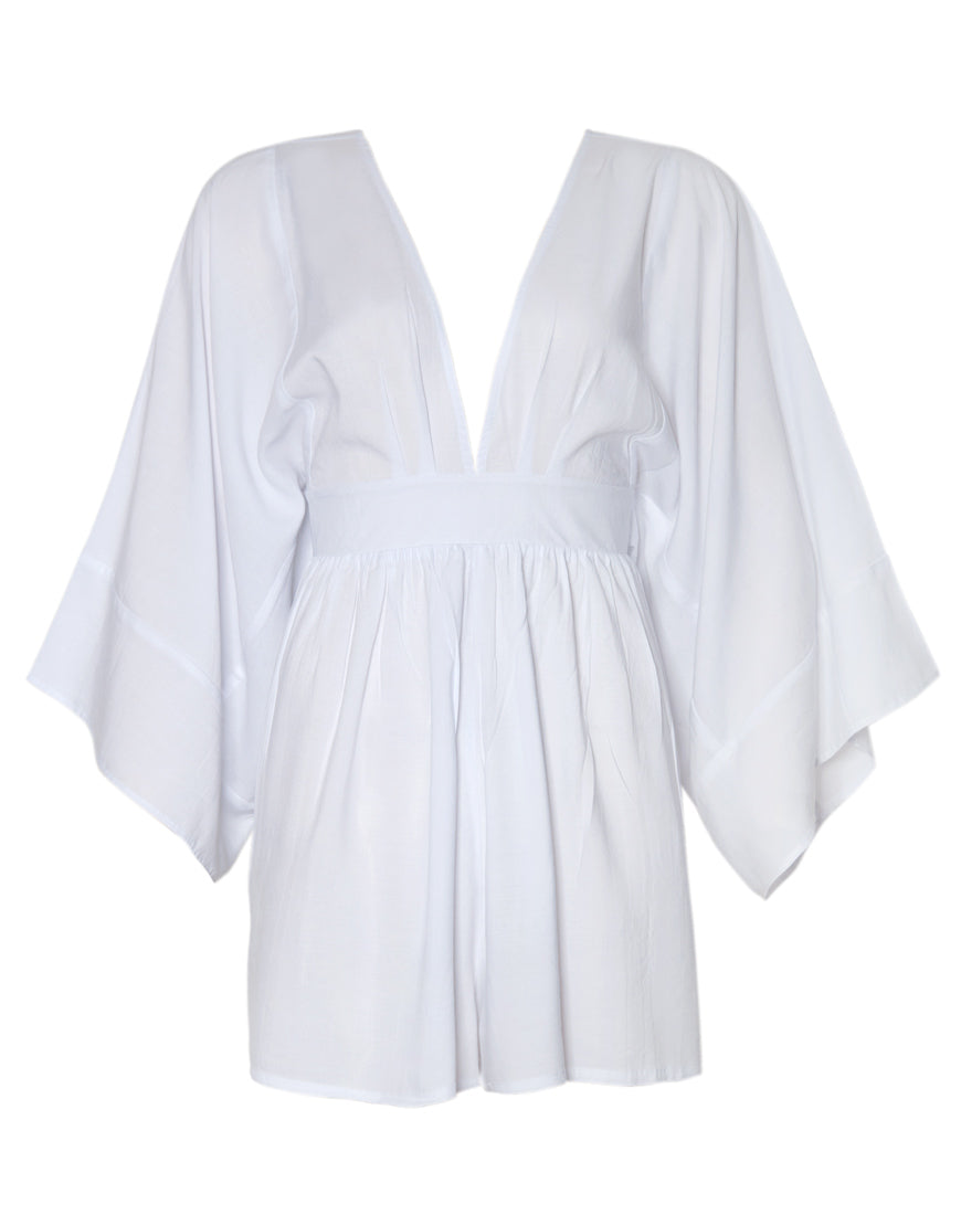 Image of Eclipse Kimono Sleeve Playsuit in White