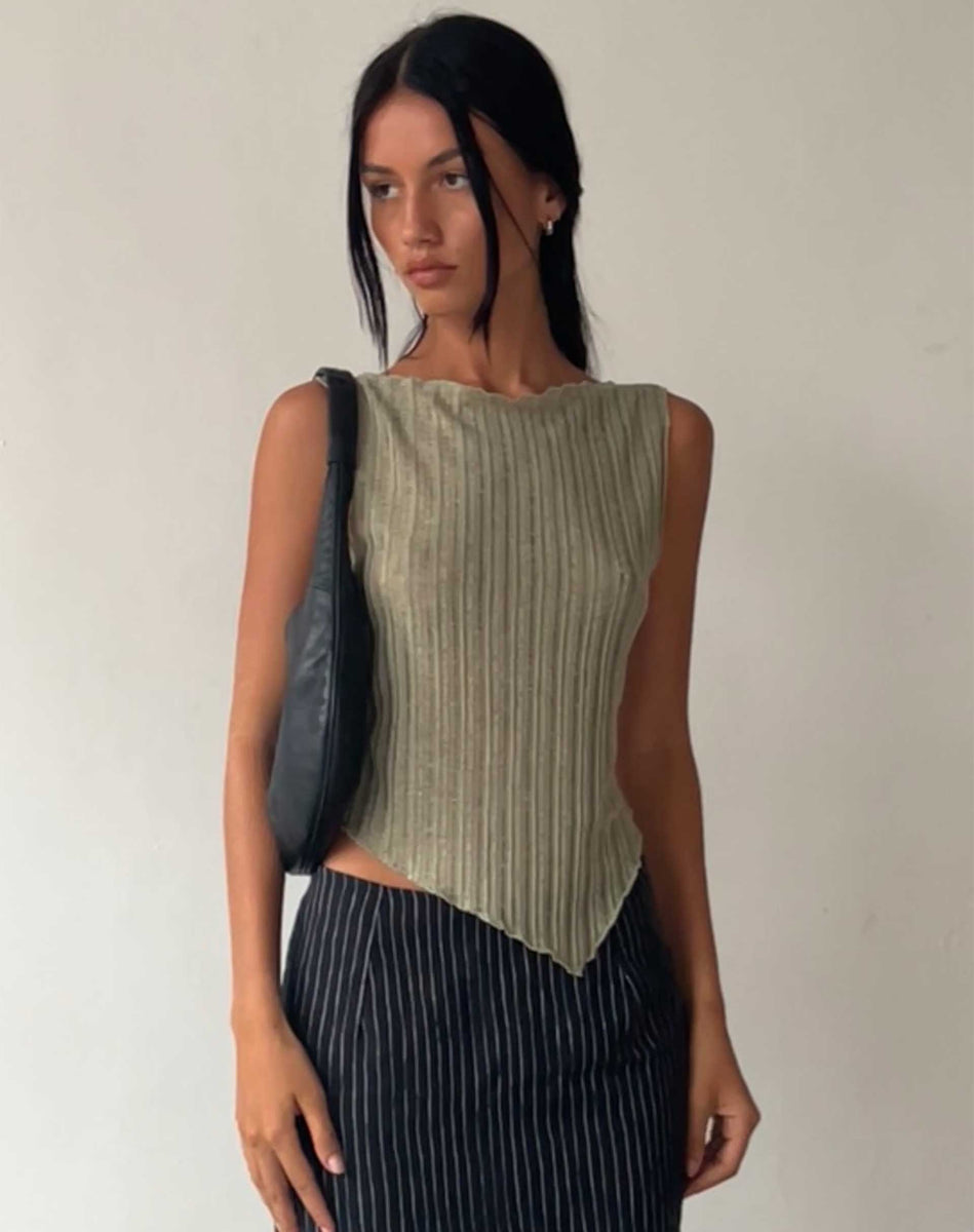 Green Sage Knitted Vest Top | Etta – motelrocks.com