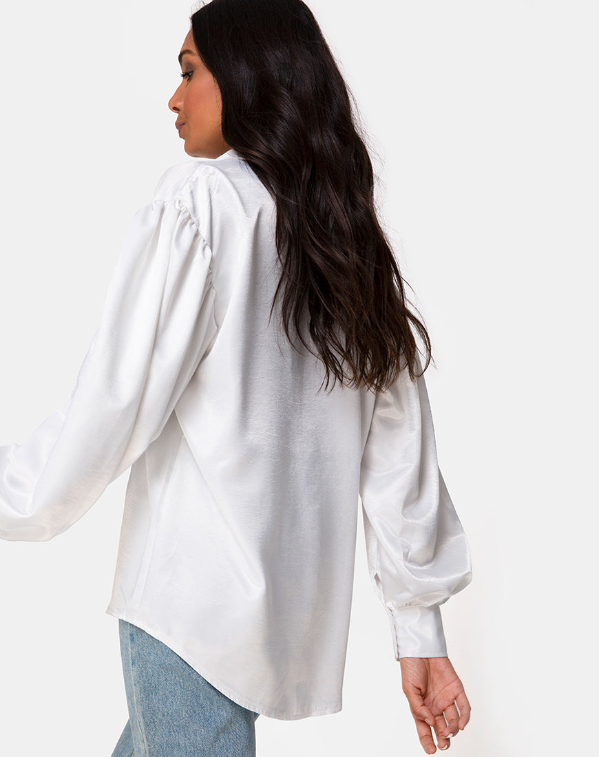 Ivory Satin Blouse | Frantic â motelrocks.com