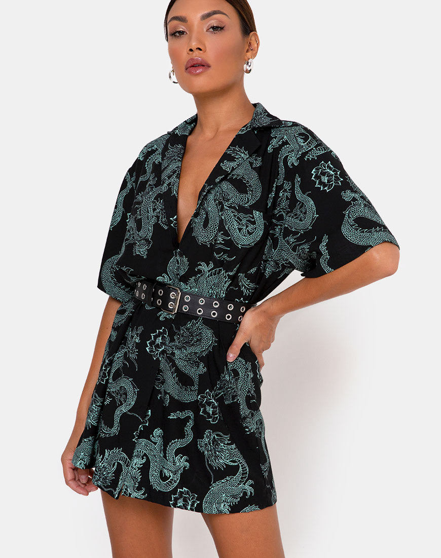 Dragon Print Shirt Dress | Fresia motelrocks.com Dragon Print Shirt Dress | Fresia motelrocks.com