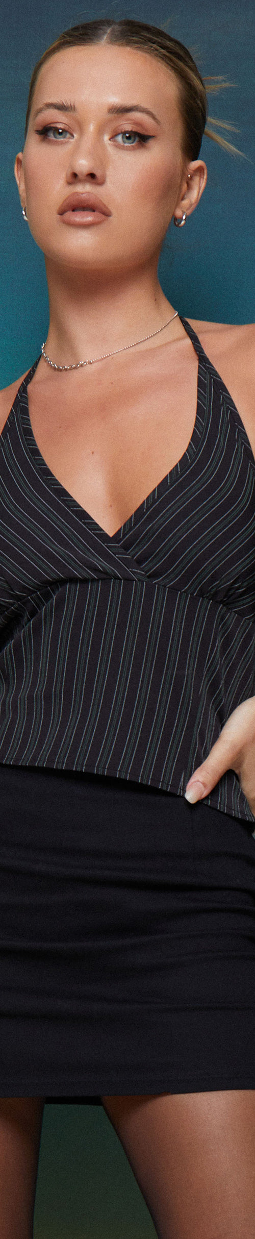 Image of MOTEL X OLIVIA NEILL Hajra Vest Top in Irregular Stripe Black
