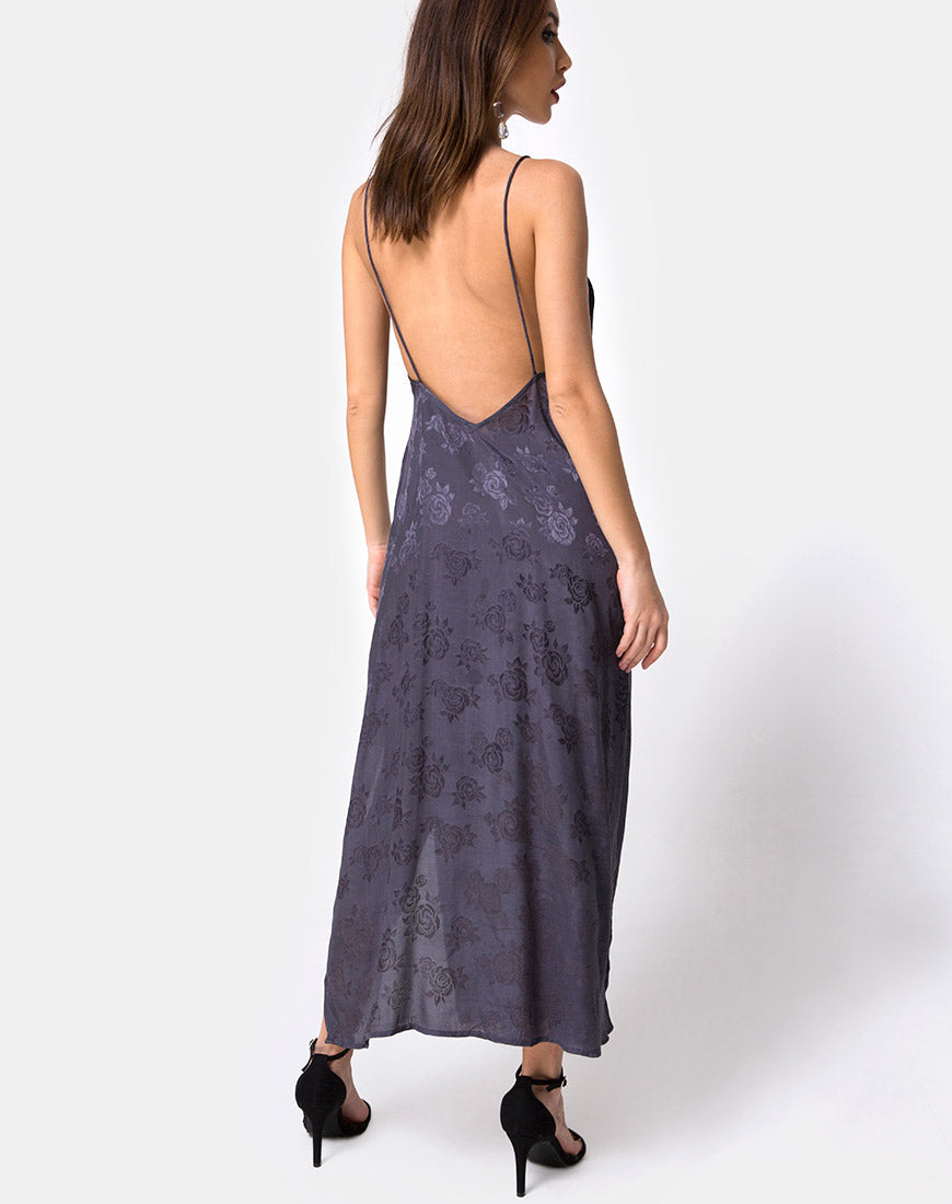 Hime Maxi Dress in Satin Grey Rose – motelrocks.com