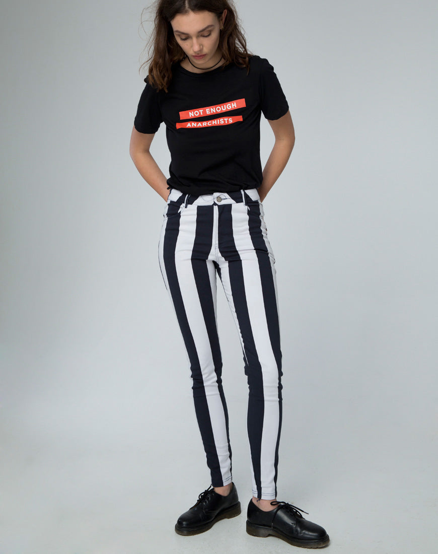 Jordan Jean in Motel Stripe Black and White –