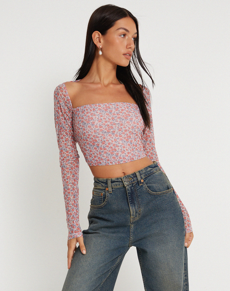 Kalisha Long Sleeve Top in Spring Rose Dusty Pink