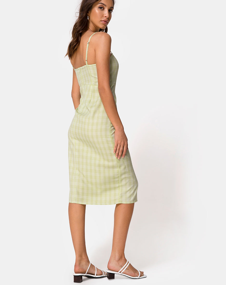 Strappy Green and White Check Midi Dress | Kaoya motelrocks.com Strappy Green and White Check Midi Dress | Kaoya motelrocks.com