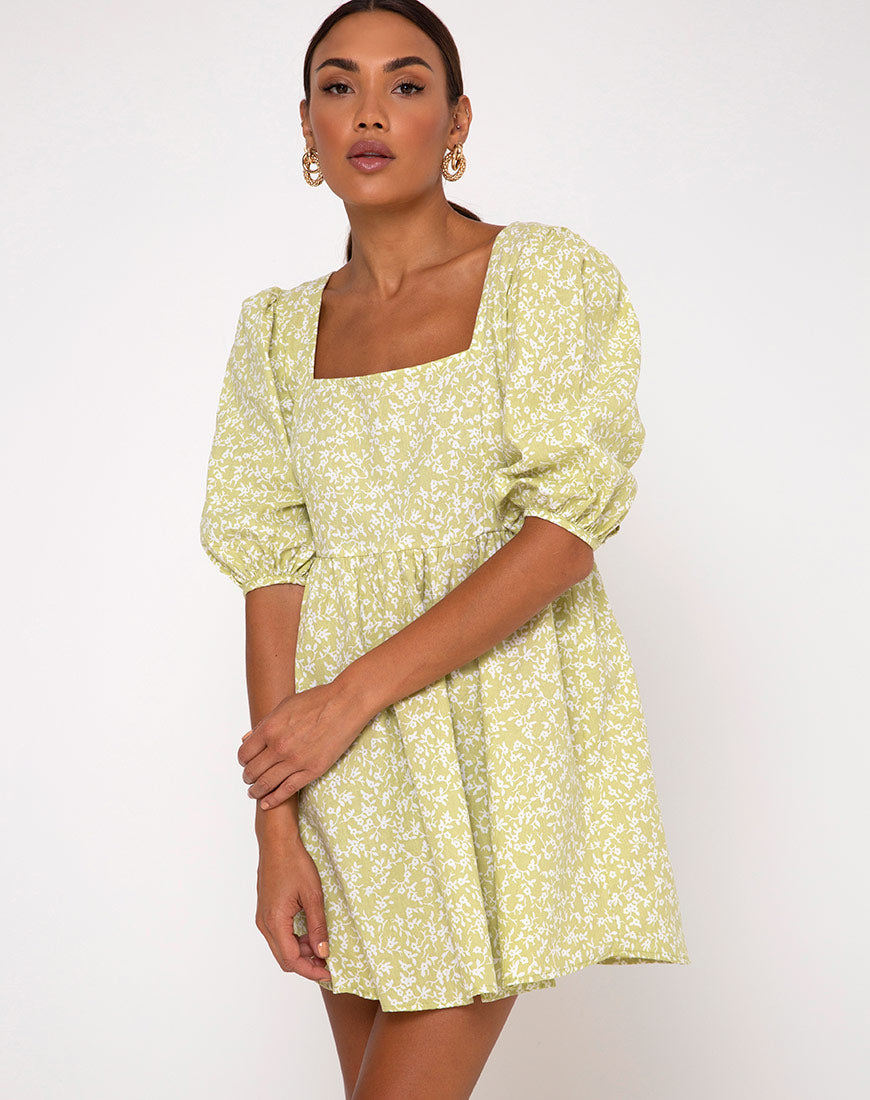 babydoll skater dress Women's Ruffle Babydoll Dress Short Sleeve V Neck High Waist Botton Flowy  Swing Pleated Tunic Dress