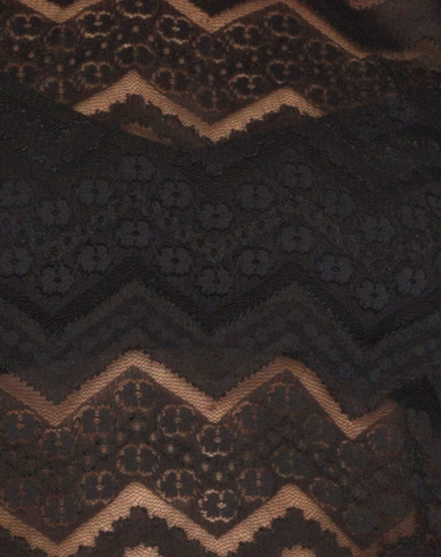 Image of Lara Crop in Chevron Lace Black