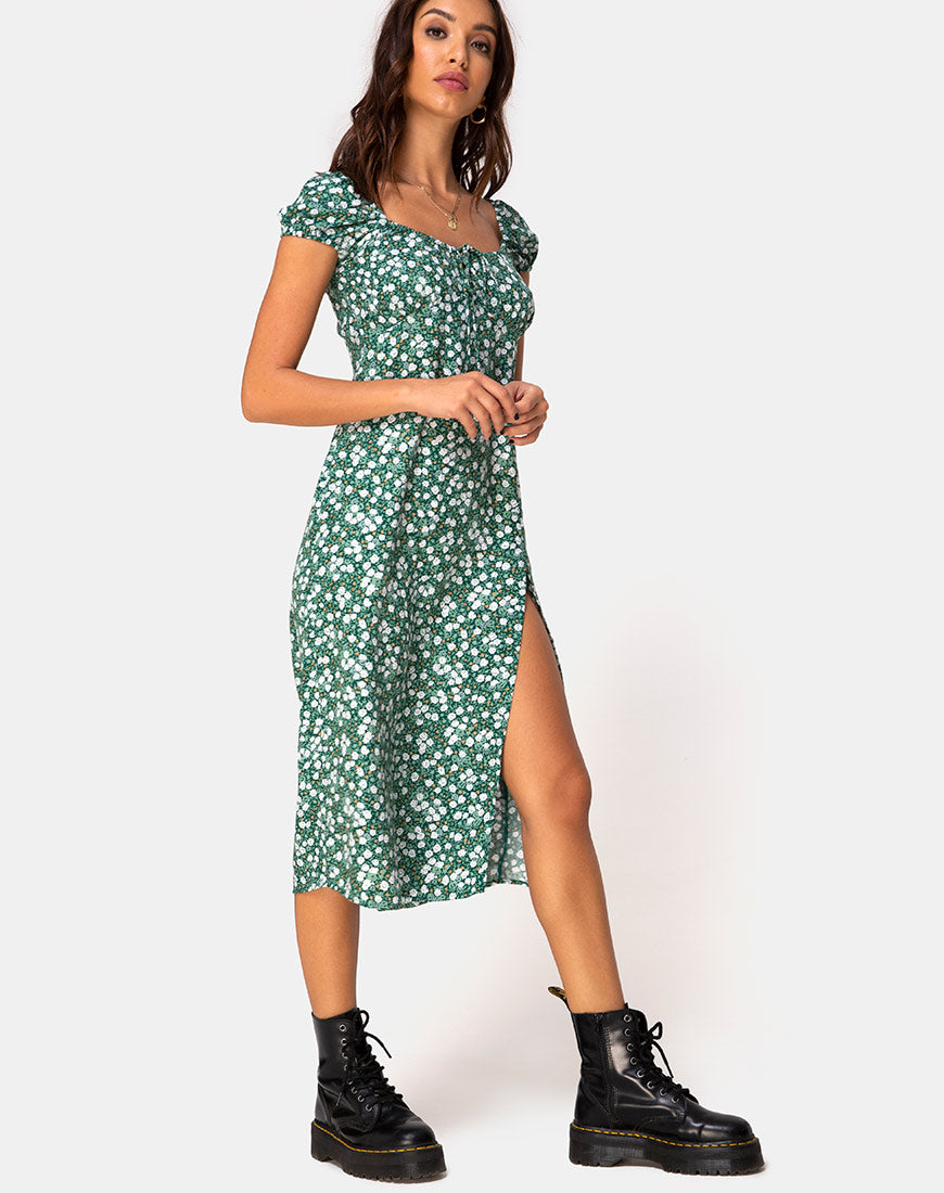 motel rocks green floral dress Lisheva Midi Dress in Lime Floral