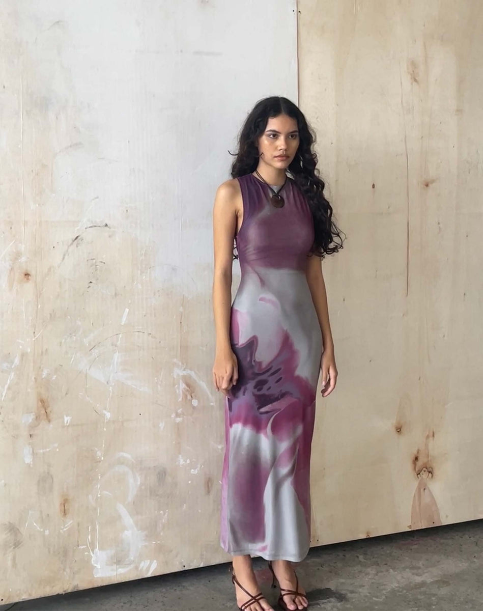 Pink Anatomy of Nature Printed Maxi Dress