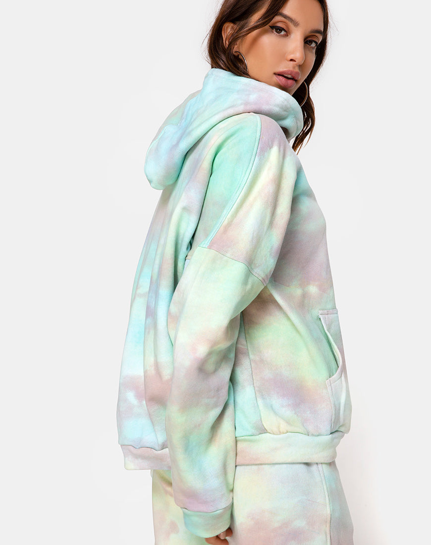 Oversize Hoodie in Pastel Tie Dye - Main Image