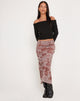 Image of Lassie Low Rise Mesh Maxi Skirt in Botanical Bleed Warm Grey