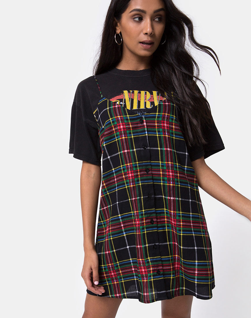 V neckline Red Yellow Green and Black Plaid Slip Dress | Sanna - Motel Rocks motelrocks.com V neckline Red Yellow Green and Black Plaid Slip Dress | Sanna - Motel Rocks motelrocks.com