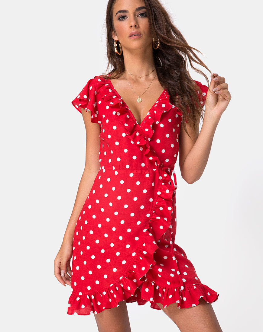 Rica Skater Dress in Medium Polka Red and White – motelrocks.com