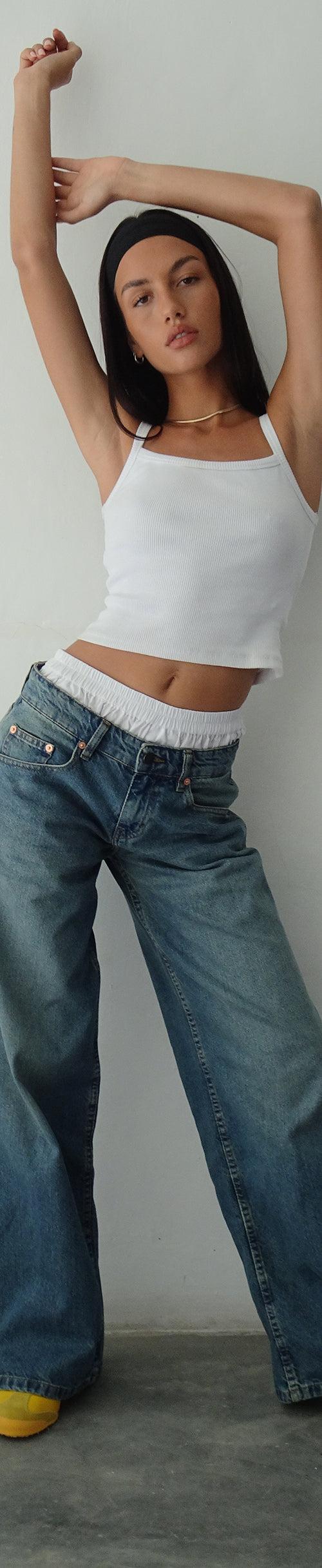 image of Roomy Extra Wide Low Rise Jeans in Vintage Blue Green