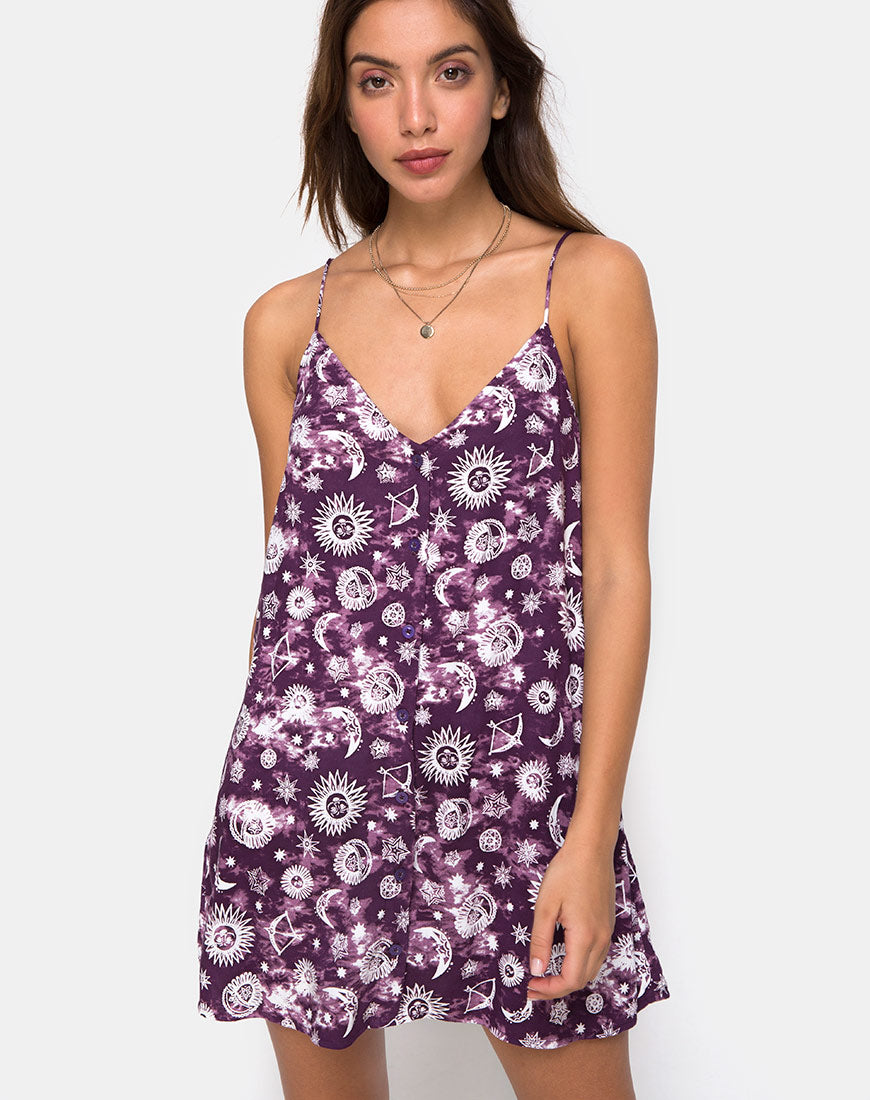 Sanna Slip Dress in Purple Zodiac –