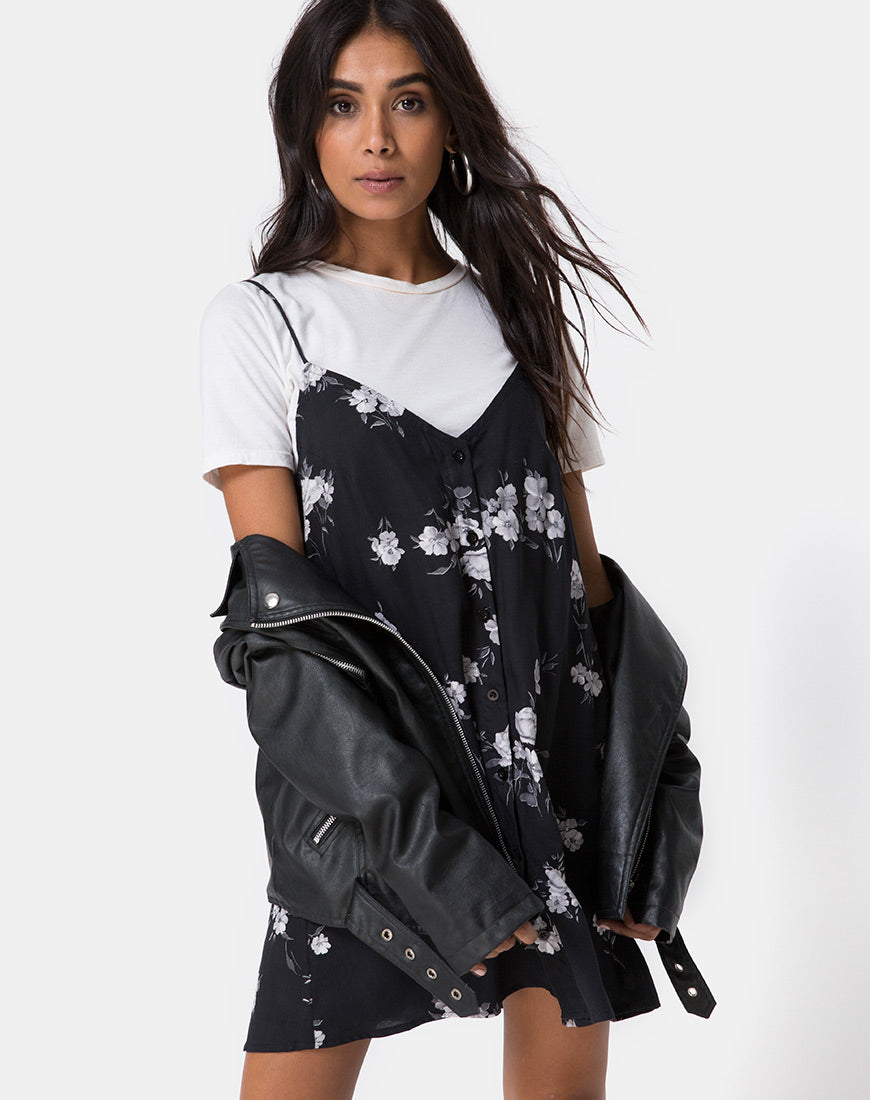Sanna Slip Dress in Mono Flower Black Sanna Slip Dress in Mono Flower Black