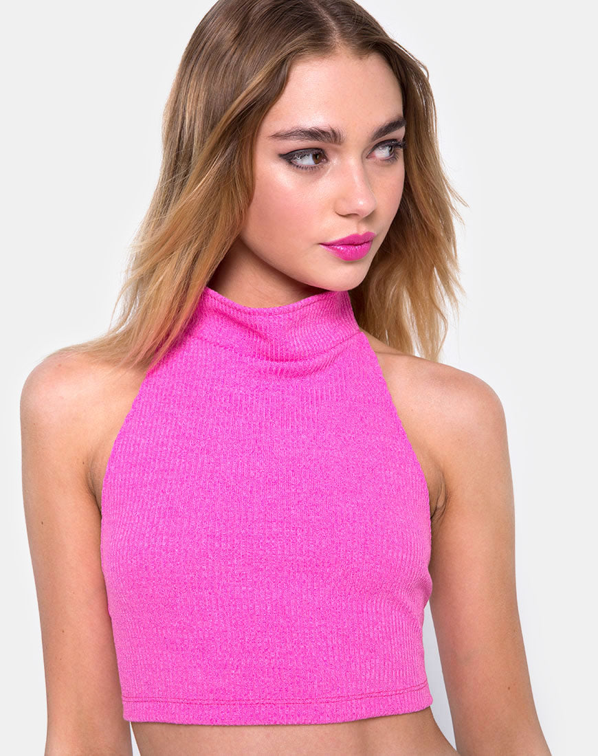 Hot Pink Knit Crop Top main image 1