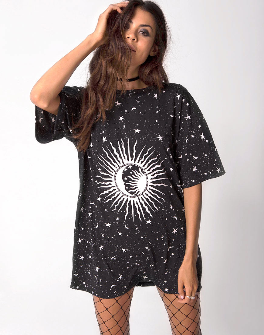 Sunny Kiss Oversized Tee in Black Cosmos - Main Image