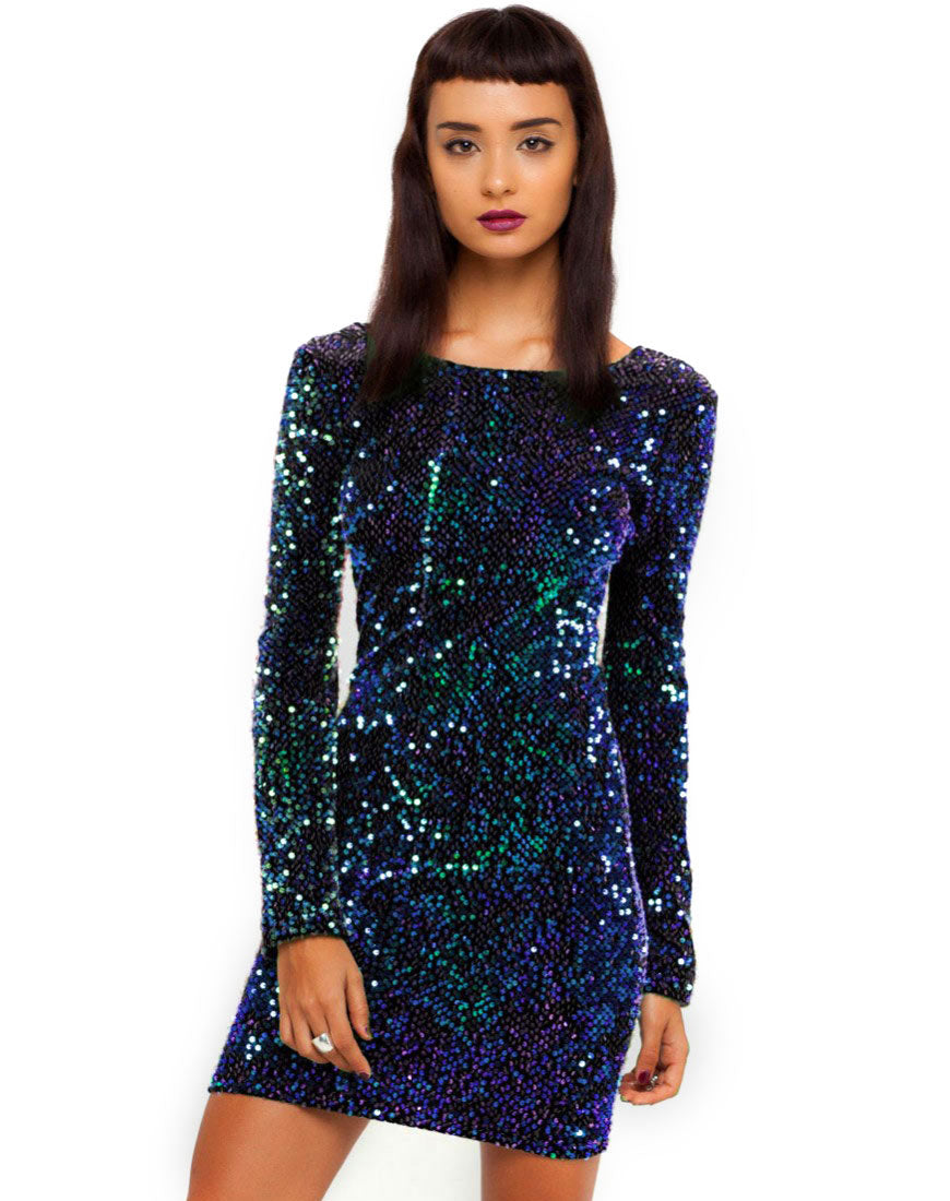 MOTEL DELUXE Gabby Sequin Dress in Iridescent Purple motelrocks.com MOTEL DELUXE Gabby Sequin Dress in Iridescent Purple motelrocks.com