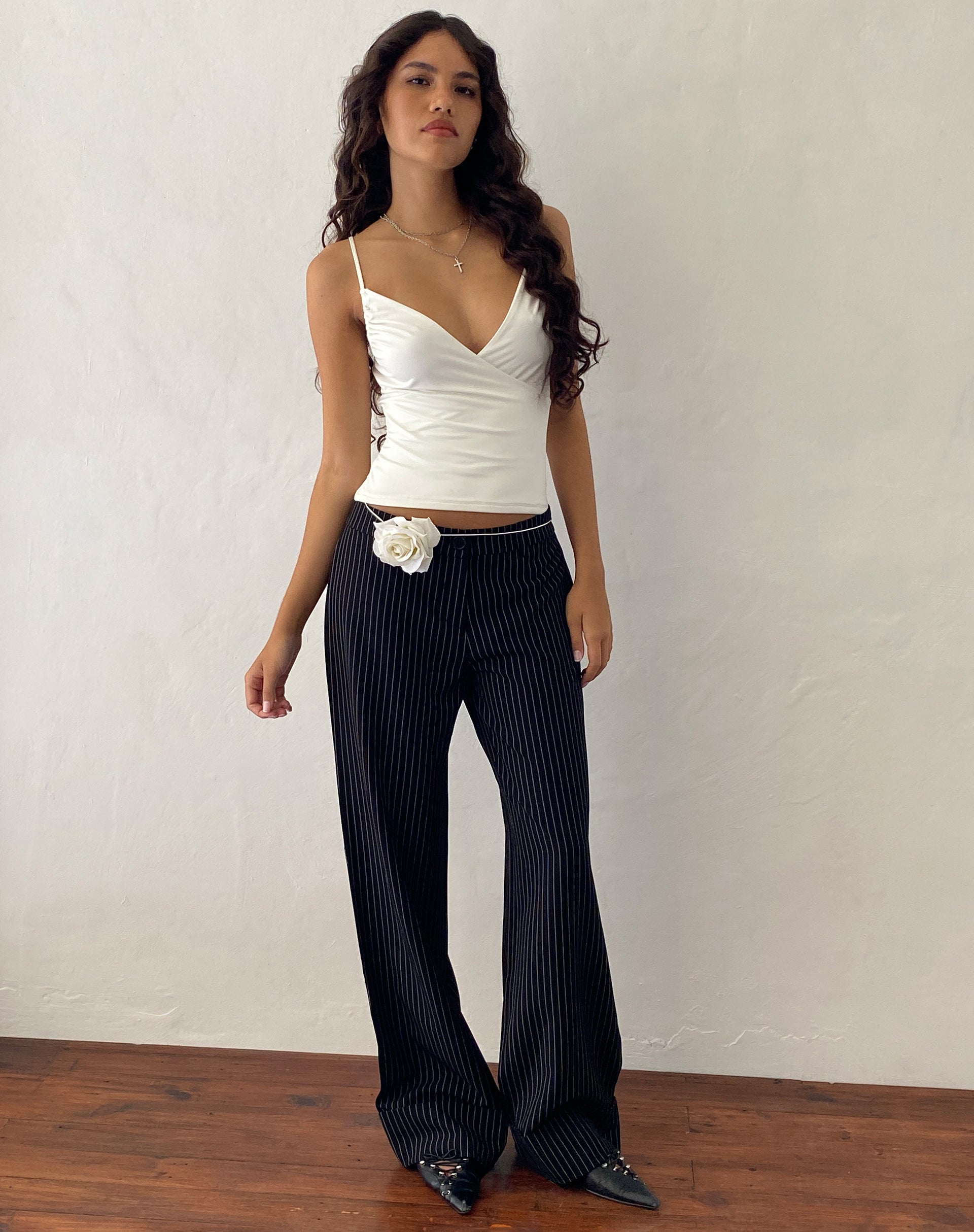 Black Tailoring Pinstripe Low Rise Trouser Abba –